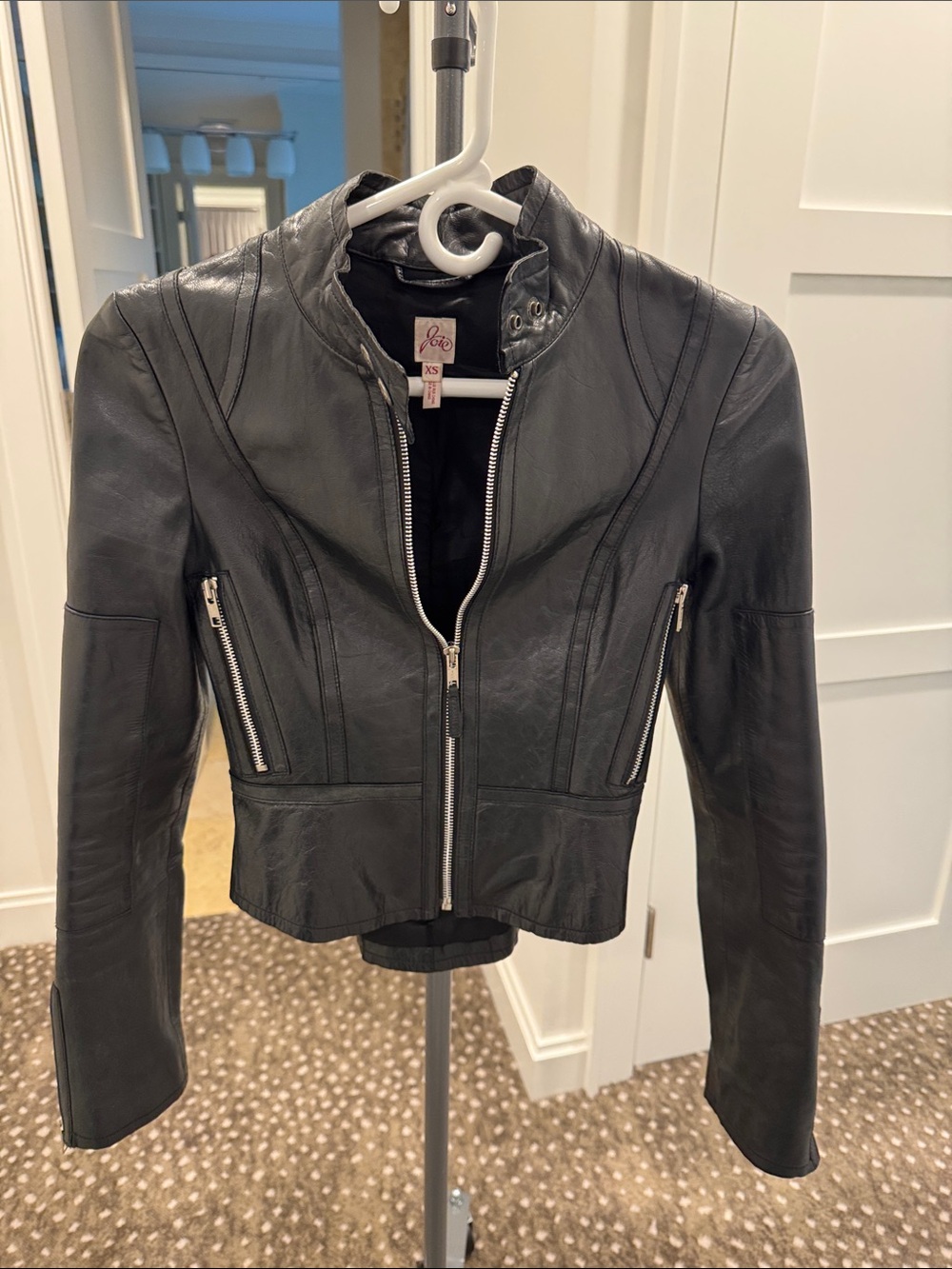Joie Black Fitted Leather Moto Jacket
